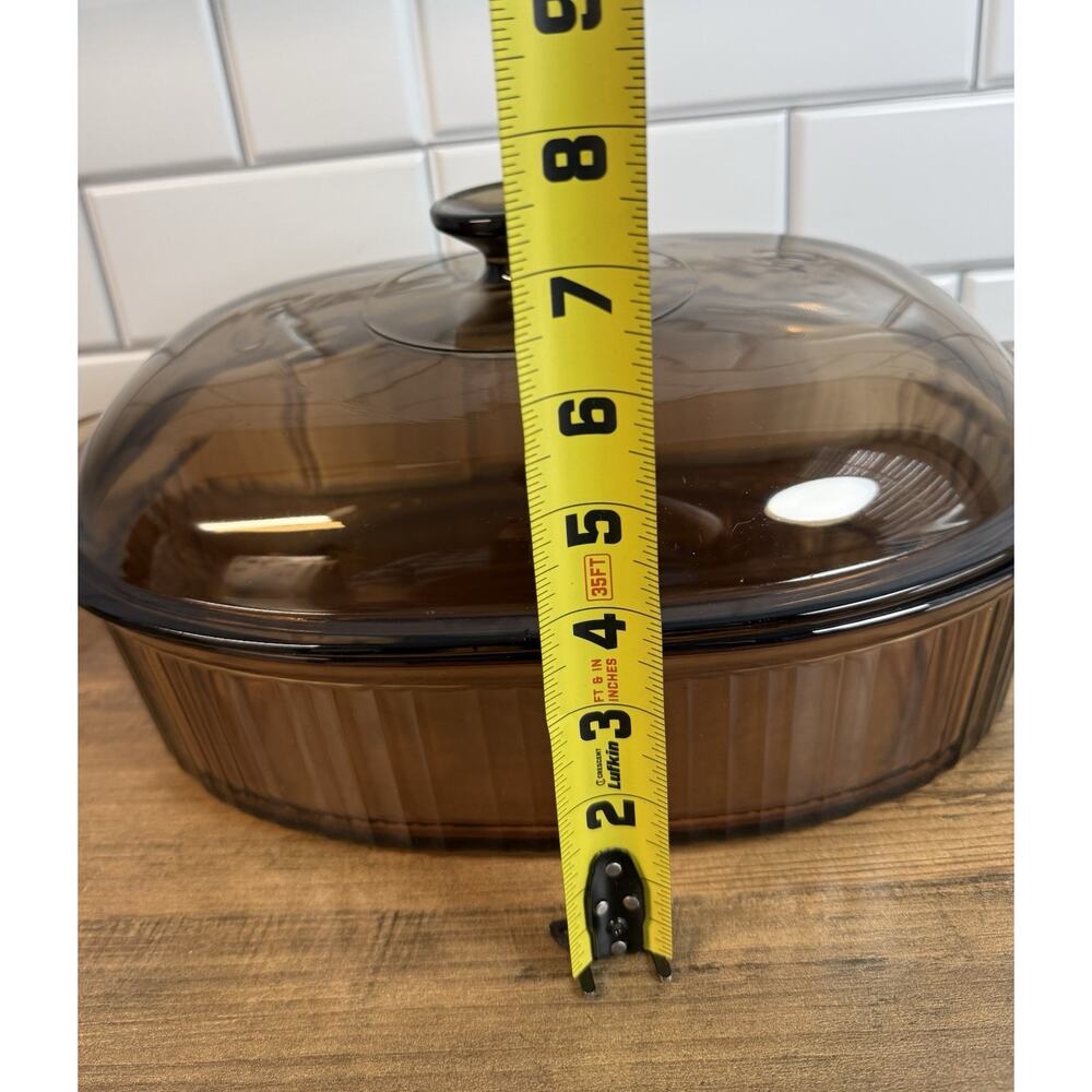 Corning Visions Ware Amber 4 Liter Ribbed Dutch Oven Roaster & LID - Picture 11 of 11